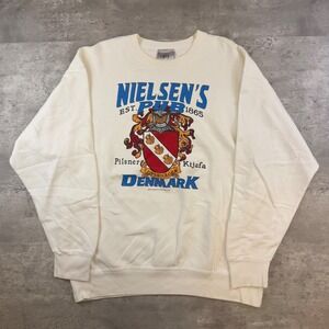 Vintage 1991 Nielsens Pub Denmark Sweatshirt Delta Mens Large Cream Crewneck 90s